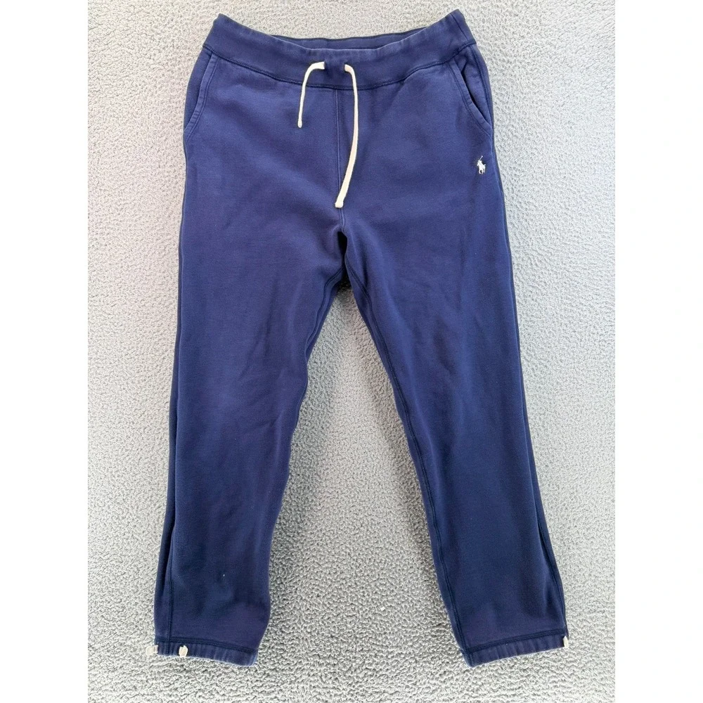 Polo Ralph Lauren Mens 33x29 Blue Fleece Sweatpants Joggers Large Pony Logo READ